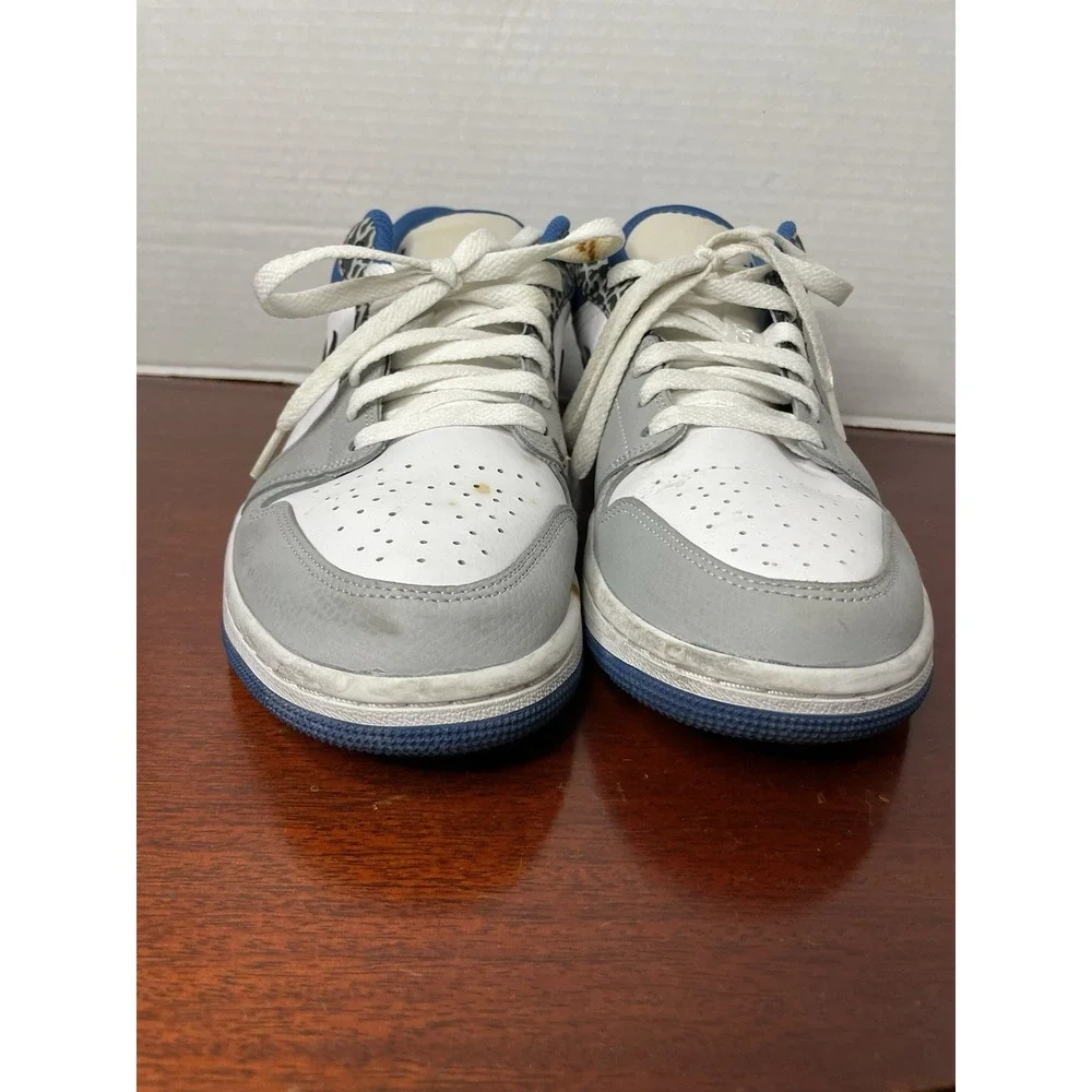 Air Jordan 1 Low SE True Blue Sneakers White Grey Black DM1199-140 Size 9.5 - Picture 3 of 10
